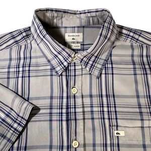 Quiksilver Mens Modern Fit Short Sleeve Plaid Button Up Shirt XL